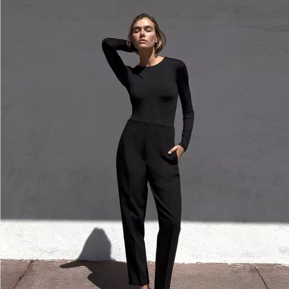 Zara Black Long Sleeve Polymide Bodysuit, Medium, NWT